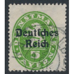 GERMANY - 1920 5pf green Bavarian Official o/p Deutsches Reich, used – Michel # D34