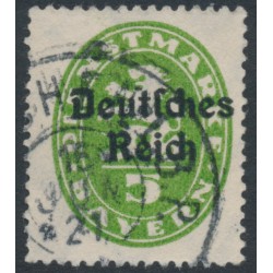 GERMANY - 1920 5pf green Bavarian Official o/p Deutsches Reich, used – Michel # D34