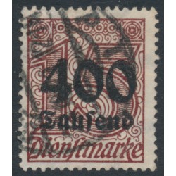 GERMANY - 1923 400Tausend on 15pf brown Official, used – Michel # D94