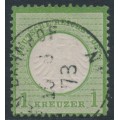 GERMANY - 1872 1Kr yellow-green Small Shield, used – Michel # 7