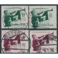 GERMANY - 1935 Hitler Youth sets of 2, both paper types, used – Michel # 584-585