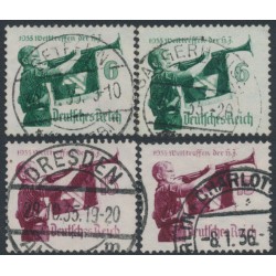 GERMANY - 1935 Hitler Youth sets of 2, both paper types, used – Michel # 584-585