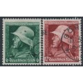 GERMANY - 1935 WWI Memorial set of 2, vertically ribbed paper, used – Michel # 569x-570x