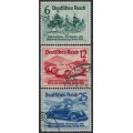 GERMANY - 1939 Automobile & Motorcycle Exhibition set of 3, used – Michel # 686-688