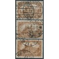 GERMANY - 1920 1.50Mk Berlin GPO in the three listed shades, used – Michel # 114a-114c
