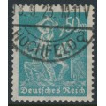 GERMANY - 1923 50Mk blue-green Miners, network watermark, used – Michel # 245