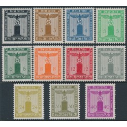 GERMANY - 1938 Eagle Officials set of 11, with watermark, MNH – Michel # D144-D154