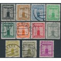 GERMANY - 1938 Eagle Officials set of 11, swastika watermark, used – Michel # D144-D154