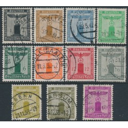 GERMANY - 1938 Eagle Officials set of 11, with watermark, used – Michel # D144-D154