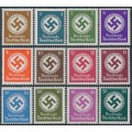 GERMANY - 1942 3pf to 50pf Officials set of 12, no watermark, MNH – Michel # D166-D177