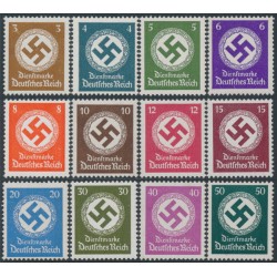 GERMANY - 1942 3pf to 50pf Officials set of 12, no watermark, MNH – Michel # D166-D177