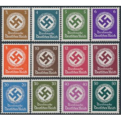 GERMANY - 1942 3pf to 50pf Officials set of 12, no watermark, MNH – Michel # D166-D177