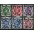 GERMANY - 1920 5pf to 50pf Württemberg diamond issue set of 6, used – Michel # D52-D56