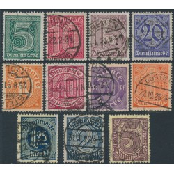 GERMANY - 1920 5pf to 5Mk Numeral Officials set of 11, used – Michel # D23-D33