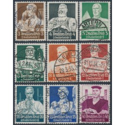 GERMANY - 1934 Charity set of 9 (Professionals), used – Michel # 556-564
