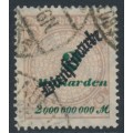GERMANY - 1923 2Milliarden Numeral o/p Dienstmarke, used – Michel # D84