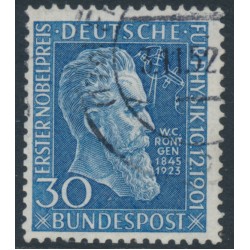 WEST GERMANY / BRD - 1951 30pf blue Wilhelm Röntgen, used – Michel # 147