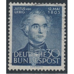 WEST GERMANY / BRD - 1953 30pf blue Justus von Liebig, used – Michel # 166
