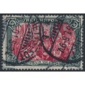 GERMANY - 1900 5Mk green/red REICHSPOST, type III, used – Michel # 66III