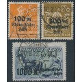 GERMANY - 1923 Rhein & Ruhr Relief set of 3, used – Michel # 258-260