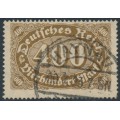 GERMANY - 1922 400Mk olive-brown Numeral, network watermark, used – Michel # 222c