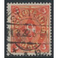 GERMANY - 1921 3Mk vermilion/yellow Posthorn, lozenges watermark, used – Michel # 172