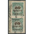 GERMANY - 1923 20Milliarden Mk green/brown Numeral, rouletted pair, used – Michel # 329B