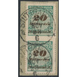 GERMANY - 1923 20Milliarden Mk green/brown Numeral, rouletted pair, used – Michel # 329B