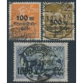GERMANY - 1923 Rhein & Ruhr Relief set of 3, used – Michel # 258-260