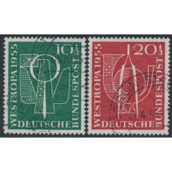 WEST GERMANY / BRD - 1955 Stamp Exhibition set of 2, used – Michel # 217-218