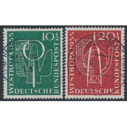 WEST GERMANY / BRD - 1955 Stamp Exhibition set of 2, used – Michel # 217-218