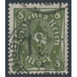 GERMANY - 1922 8Mk olive Posthorn, thin '8's, used – Michel # 229W