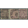 GERMANY - 1920 5Mk brown Official, all of the listed shades, used – Michel # D33a+D33b+D33c