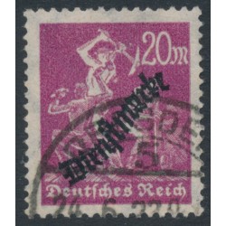 GERMANY - 1923 20Mk purple Miner o/p Dienstmarke, used – Michel # D75
