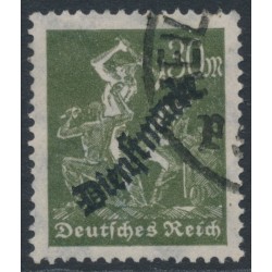 GERMANY - 1923 30Mk deep olive Miner o/p Dienstmarke, used – Michel # D76