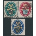 GERMANY - 1925 Coats of Arms Charity set of 3, used – Michel # 375-377