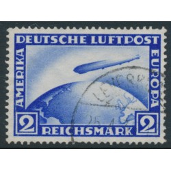 GERMANY - 1928 2RM ultramarine Graf Zeppelin, used – Michel # 423