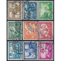 GERMANY - 1933 Richard Wagner Operas set of 9, used – Michel # 499-507