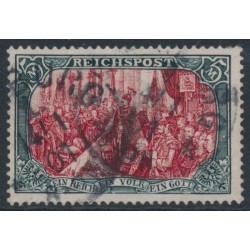 GERMANY - 1900 5Mk green/red REICHSPOST, type II, used – Michel # 66II