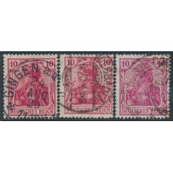 GERMANY - 1915 10pf red Germania, three listed shades, used – Michel # 86IIa+86IIc+86IId