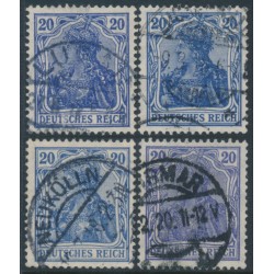 GERMANY - 1915 20pf blue Germania, the four listed shades, used – Michel # 87IIa-87IId