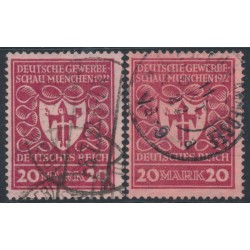 GERMANY - 1922 20Mk red Industry, both listed shades, used – Michel # 204a+204b