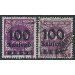 GERMANY - 1923 100Tausend on 100Mk purple, both listed shades, used – Michel # 289a+289b