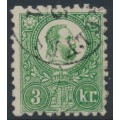 HUNGARY - 1871 3Kr green Emperor Franz Josef (engraved printing), used – Michel # 9a