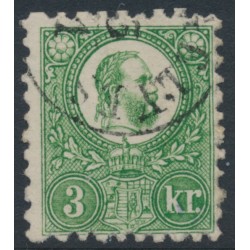 HUNGARY - 1871 3Kr green Emperor Franz Josef (engraved printing), used – Michel # 9a