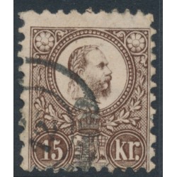 HUNGARY - 1871 15 Kr brown Emperor Franz Josef (engraved), used – Michel # 12a