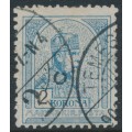 HUNGARY - 1901 2Kr grey-blue/black Emperor, perf. 12:11½, crown in circle watermark, used – Michel # 68A