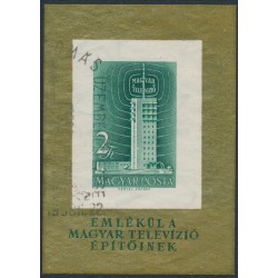 HUNGARY - 1958 2Ft green/gold Hungarian Television M/S, imperforate, used – Michel # Block 26B