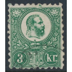 HUNGARY - 1871 3Kr blue-green Emperor Franz Josef (engraved printing), used – Michel # 9b