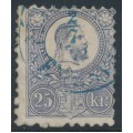 HUNGARY - 1871 25Kr blue-violet Emperor Franz Josef (engraved printing), used – Michel # 13a